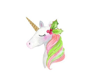 Christmas unicorn ornament design.