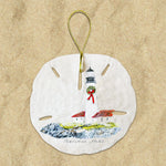 Coastal Portlandhead Lighthouse Christmas sand dollar ornament.