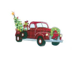 Christmas tree and truck ornament design.