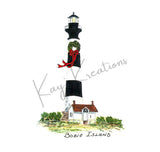 Bodie Island, North Carolina Lighthouse sand dollar souvenir Christmas ornament gift.